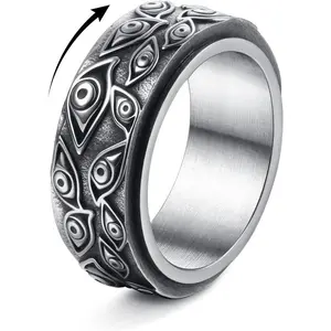 Rotating stainless steel ring strap, moon and star ring, unique unisex design, calming effect, elegant and durable, suitable for both men and women GARMENTARY