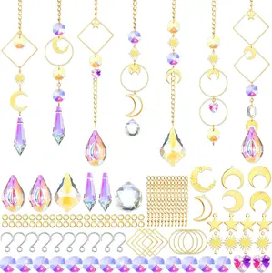 355 Pcs DIY Suncatcher Kits for Adults Colorful Crystal Sun Catchers Making Kits Indoor Window Hanging Prisms with Chain Pendant Ornament Suncatcher DIY Crafts for Garden Decoration