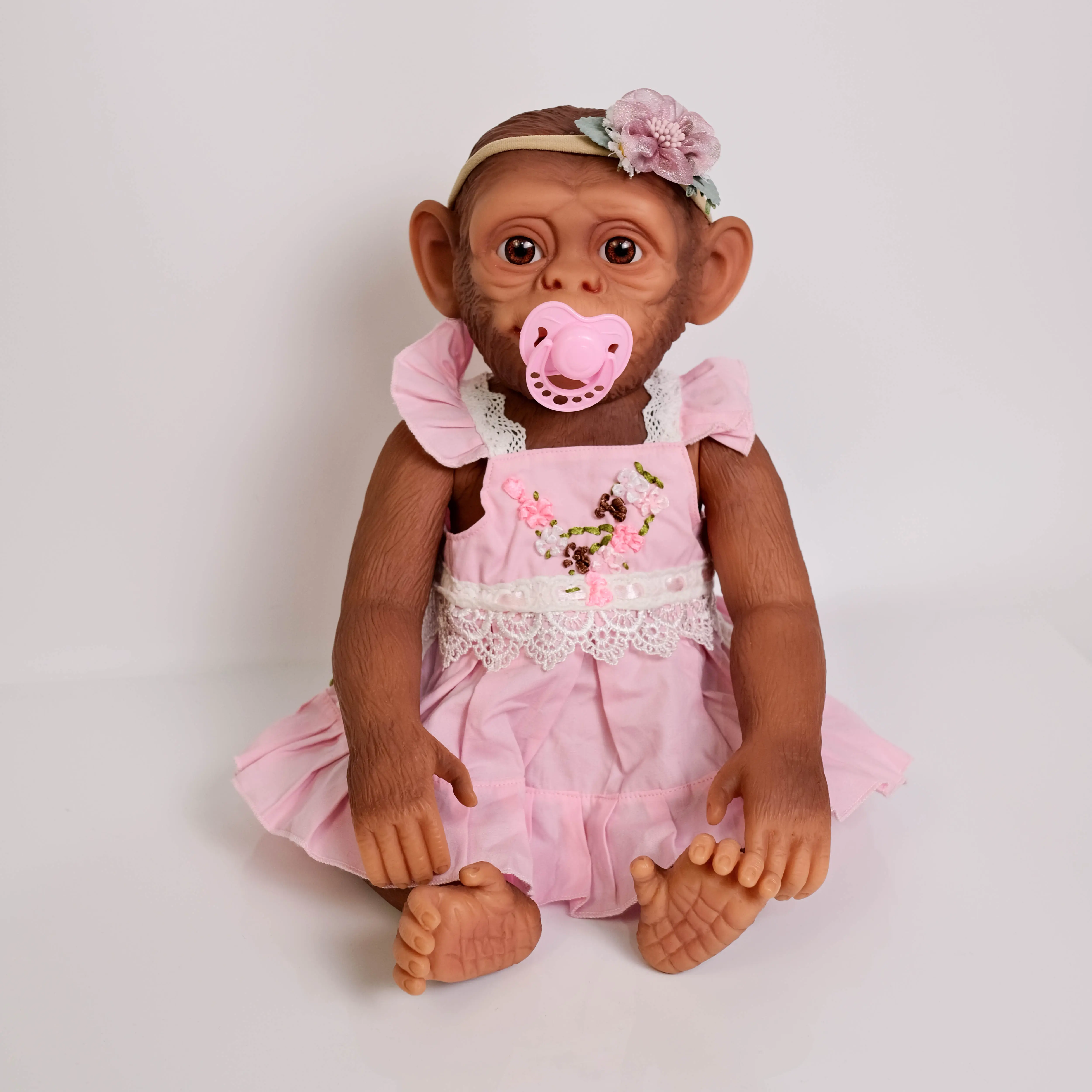Real Look Monkey Reborn Dolls Girl 21 inch Full Body Soft Vinyl Baby Doll Realistic Newborn Toddler Doll Toy for Ages 3+