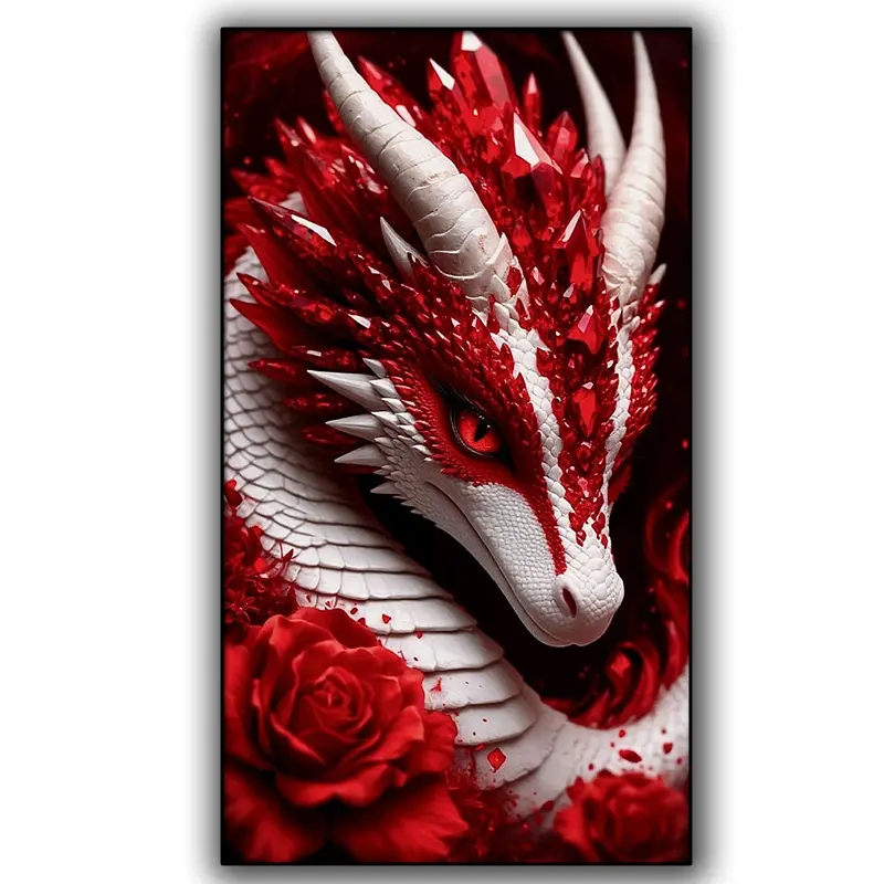 DIY Large Size Dragon DIY Diamond Art Kit for Adults, Round Full Drill Diamond Painting Set, Gem Craft Wall Art Decor Gift, Diamond Painting Kits, Handmade Gifts, DIY Craft Supplies