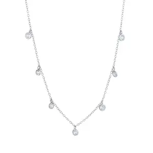 Sterling Silver Bib Necklaces with Genuine Crystals