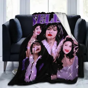 Selena Quintanilla Throw Flannel Blankets Soft Blanket for Sofa Bed Office Camp Couch Beach Car Decoration Air Conditioning Blanket for All Seasons 50"x40"