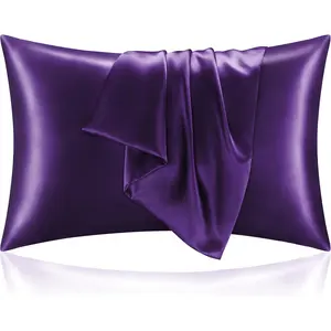 BEDELITE Satin Pillowcase for Hair and Skin, Super Soft and Cooling Similar to Silk Pillow Cases 2 Pack with Envelope Closure, Gift for Women Men(20"X36" King Size, Plum Purple) BEDELITE
