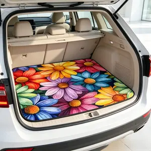 Retro Floral Car Trunk Mat Waterproof All Weather Protection Universal Fit Interior Cargo Liner for SUV Truck Sedan Stylish Decor Easy Clean