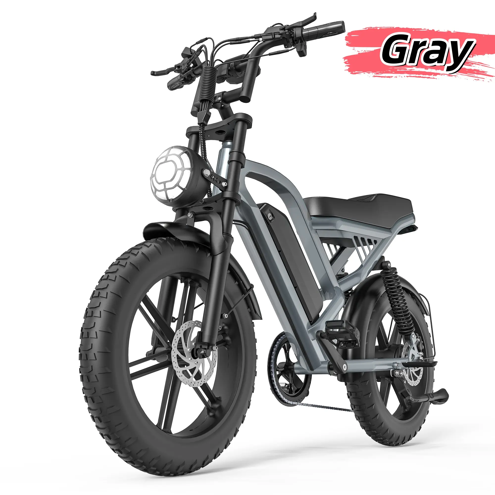 Adult Electric Fat Tire Bike, 20"x4.0" Wheels, 28MPH Top Speed, 50 Mi Max Range, Front & Rear Suspension, Dual Disc Brakes, 360LBS Payload, All-Terrain E-Bike for Snow, Mountain & City Riding Dirt Bike battery mtn
