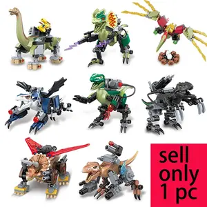 TOOUEE 1 PC Random Mechanical Dinosaur Building Blocks Set, Plastic Constructible Model Kit for Dino Fans & Collectors, Desktop Display Decor, Compatible with Most Major Brands, Great Gift for Birthday Christmas Halloween