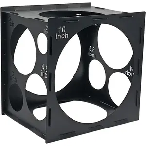 11 Holes Collapsible Black Plastic Balloon Sizer Box, Sizer Cube, Size Measurement Tools for Balloon Decorations, Arches (2-10 Inch)
