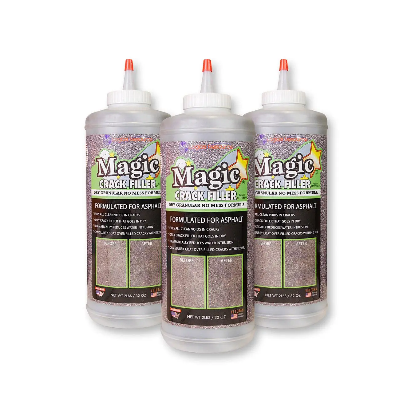 Magic Crack Filler Asphalt 2.5lb./40 oz. Bottle 3-Pack - Ultimate Solution for Concrete and Masonry Cracks - Easy Application to Keep Surfaces Strong and Lasting!