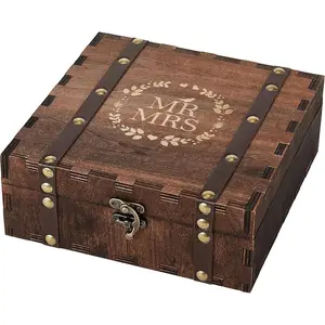 Mr and Mrs Wedding Keepsake Box for Couples, Bridal Shower Gifts for Bride to Be, 2026 Engagement Gift for Newly Engaged Couple, Wooden Memory Boxes with Lids