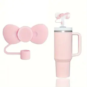 Cute Bow Design Silicone Straw Cover Cap without Straw, 1 Count Reusable Dustproof Water Bottle Straw Top Cover for 9-10mm Straw, Birthday Gifts, Drinking Gadgets