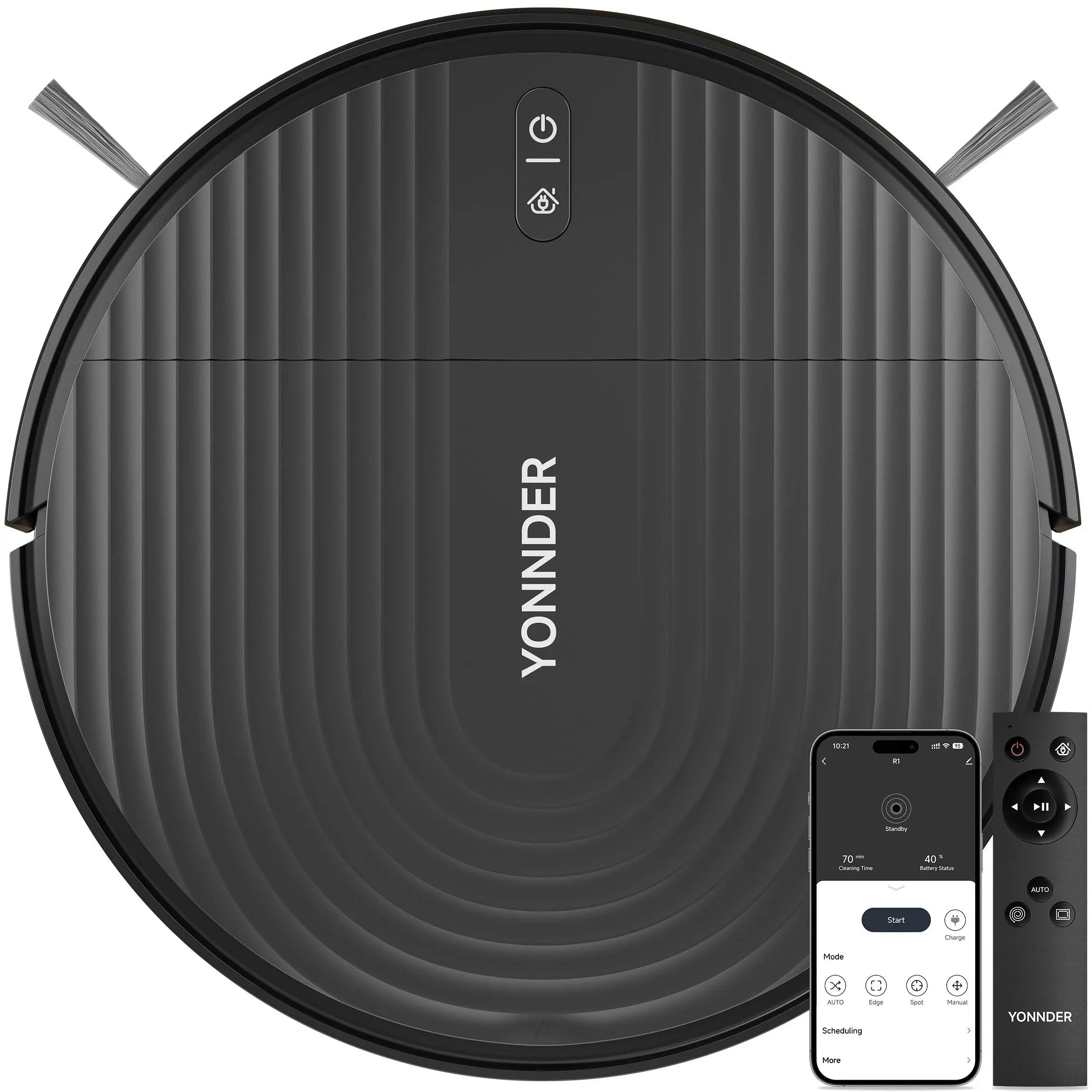 YONNDER Robot Vacuum, 140min Runtime, For Pet Hair/Hard Floor/Carpet, Voice/APP/Remote Control, Auto-Recharge, Scheduling, Anti-collision, R1 robot  vacuum cleaner