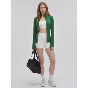 Women's Solid Color Outdoor Zipper Jacket, Breathable Comfort Sportswear, Yoga Gym Running, All-Season Women's Sports Clothing