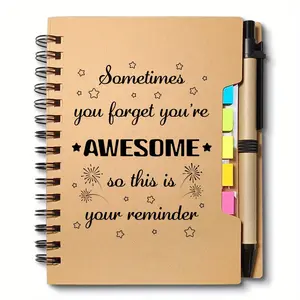 1 Set Employee Appreciation Gift - Motivational Mini Spiral Notebook with Ballpoint Pen - Inspirational Thank You Gifts for Staff, Colleagues & Teachers - Christmas/Thanksgiving Corporate Rewards (Brown)