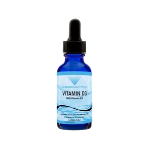 Absonutrix Vitamin D3 K2 Drops 390mg 4 Oz Liquid 302 Servings Made in USA Quick Absorption Quality Potent Ingredients Non-GMO GMP Certified Cruelty-Free Bone Strength Supplements
