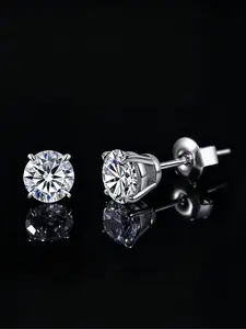 a pair Elegant Moissanite Stud Earrings, 0.5-1 Carat Four Claw Setting, Durable & Color Retention, Perfect Gift for Her