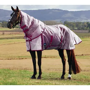 Weatherbeeta ComFiTec RipShield Fly Sheet Detach-A-Neck- White/Burgundy