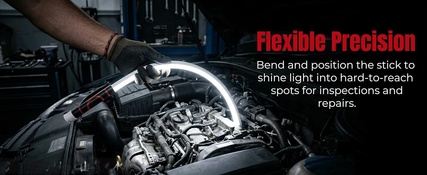 2026 New 29-Inch Bendable LED Flashlight Light Stick - USB Rechargeable High Output, 3 Modes, 7-Hour Medium Brightness Runtime, Hands-Free Mount, LED Light Strips, Bend to Reach, Outdoor Night Tool for Mechanics, Adult Garage Work Gift