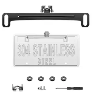 Universal Car Rear View Camera License Plate Bracket Upgraded Full Stainless Steel Backup Mount Dash Cam Mirror Accessory Only Installation Holder For Up