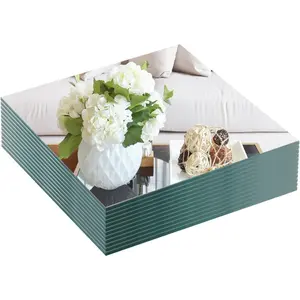 VASUHOME 10" Square Mirrors Candle Plate for Table Centerpieces, Set of 12, 2 mm Thick, Mirror Tiles for Wall, Party Decor and Crafts