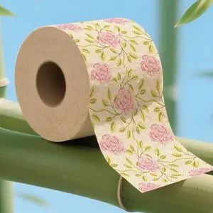 Floral Toilet Paper Rolls, Roses Pattern Toilet Tissue, Decorative Napkin Paper, Holiday Handkerchief Paper, Home Office Bathroom Travel, Floral Design, Natural Bamboo Tissue