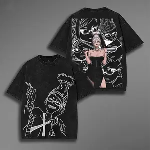 Seiko Ayase Smoking Scene DanDaDan Anime Double Printed Vintage Washed Tee Unisex Heavyweight Cotton Manga Graphic Crewneck Soft Tops Natural