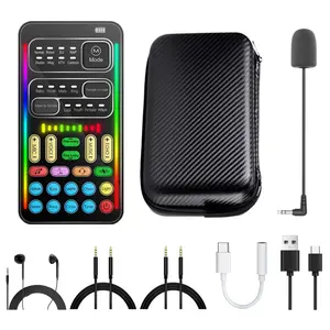 i9 Real-Time Voice Changer with Sound Card – 8 Voice Effects, Full Accessories Included (Mini Mic, Monitor Earphone,  Adapters), Plug & Play, Compatible with PC, PS5, Xbox, Switch, Android & iOS