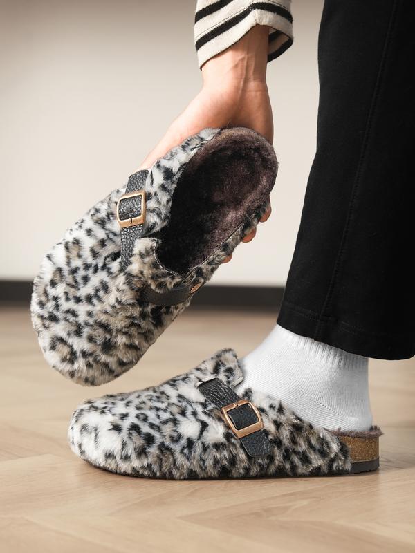 Women Men High-Quality Faux Fur, Classic Animal Pattern, Wide Fit Leopard Design, Perfect Holiday Gift, Warm Winter Shoes, Slip On Clog