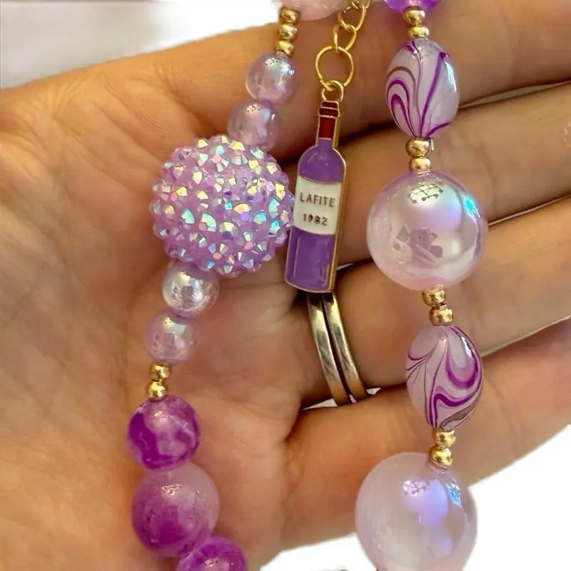 Purple Wine Keychain Handmade with Glass Beads Unique Design & Handcrafted Charm