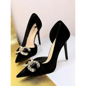 Women's Fashionable Rhinestone Decorated Bowknot Design Pumps, Elegant Pointed Toe High Heel Shoes for Party, Daily Clothing Decor for Women & Girls, Stylish