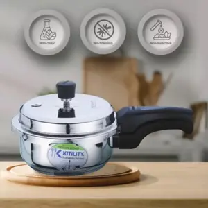 HOUCHEFS KITILITY 2.5QT/2L Anti-Rust Ultra Pressure Cooker, Stainless Steel Rice Cooker for 2, Canning, Induction Bottom Tri-Ply Cookware