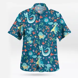 2026 Trendy Tropical Aqua Spirit PKM Hawaiian Shirt & Shorts Set - Fresh Summer Aloha Beachwear, Youthful Bold Ocean Breeze Graphic Button Down, Relaxed Vacation Outfit, Breathable Holiday Set, Perfect Unique Gift Idea for Fantasy & Sea Lovers