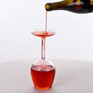 Upside Down Wine Glass, Creative Borosilicate Stemware, Unique Spill-Resistant Design, Durable Party Glassware for Wine, Cocktails, Gatherings