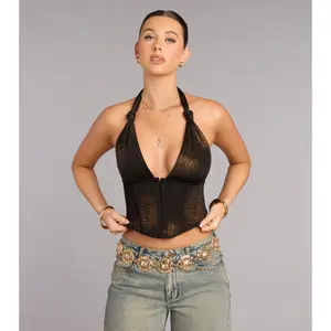 Bold Instinct Animal Print Halter Corset Top