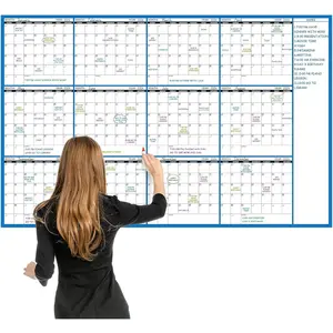 Large Dry Erase Calendar - Undated Wall Calendar Dry Erase, 58" x 37", 12-Month Dry Erase Calendar with 10 Round Stickers