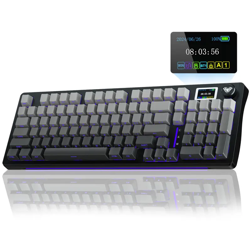 AULA S98 Pro Wireless Mechanical Keyboard with Screen & Knob,2.4GHz/USB-C/BT5.0 Gasket Hot Swappable Creamy Keyboard,Pre-lubed Linear Switches,Side Printed PBT Keycaps,RGB Backlit Gaming Keyboard TikTokShopfalldealsforyou