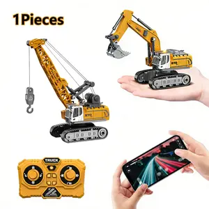 1/64 Mini Remote Control Excavator – RC Controlled Construction Vehicle with Lights & Sounds, APP Phone Connection, Battery Included, Christmas Gifts for Kids