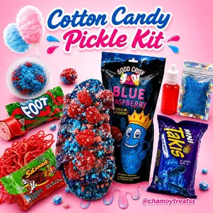Blue Razz Cotton Candy Pickle Kit - Sweet Trending Snacks