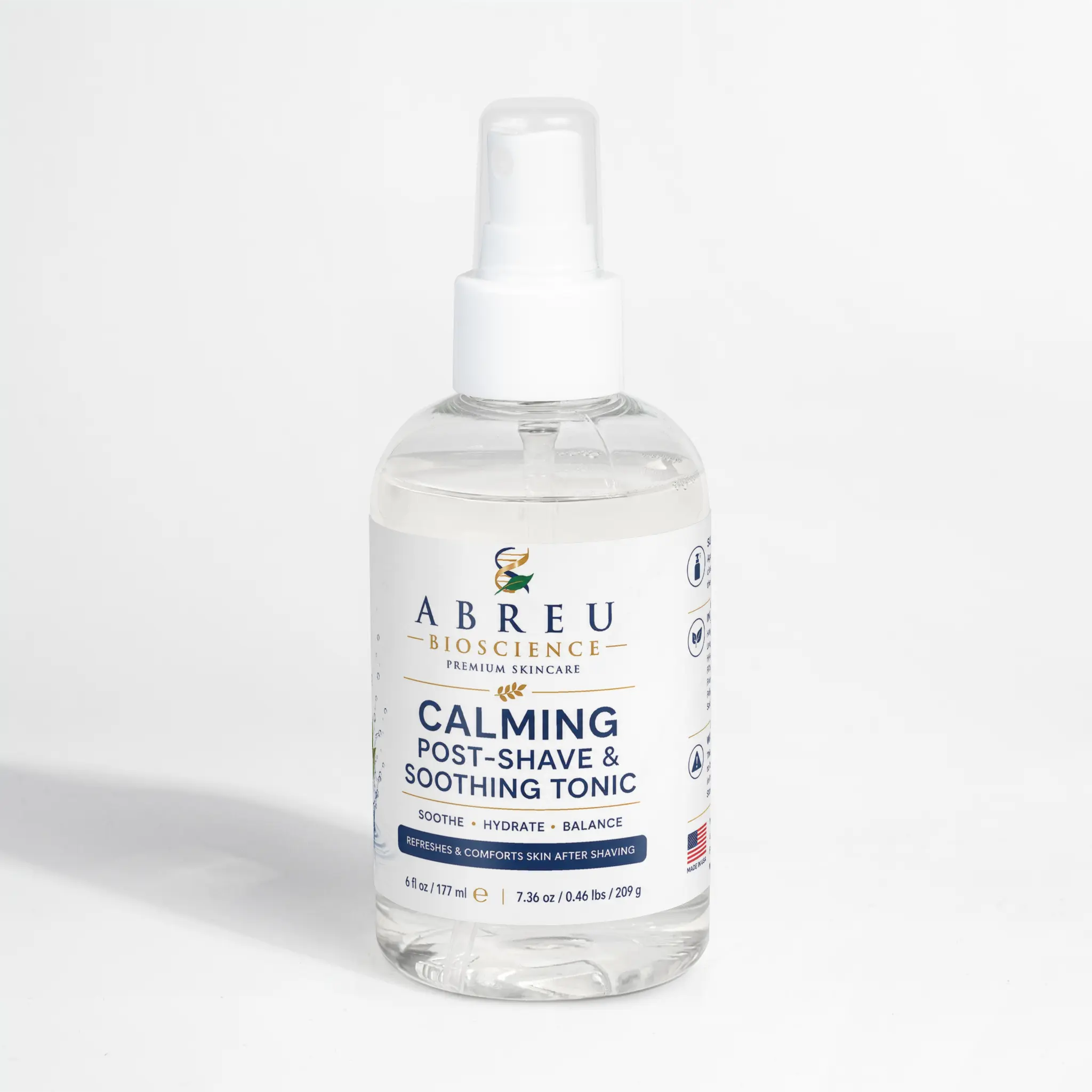Abreu BioScience Calming Post-Shave & Soothing Tonic | Witch Hazel |  Aftershave | Instant Post-Shave Relief | Deep Rehydration