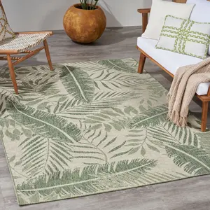 Nourison Garden Oasis Tropical Leaf Indoor/Outdoor Flatweave Area Rug