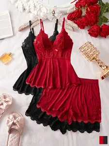 Women's Sweetheart Pajama Set and Camisole Lingerie, Perfect Birthday Gift for All Seasons, Casual Fitted Sleepwear