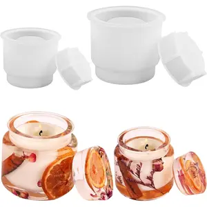 2 Sets Jar Resin Mold with Lids Candle Jar Molds of Different Sizes, Epoxy Resin Casting Mold for DIY Jewelry Storage Box, Candle Jar, Craft Gifts - Home Improvement.
