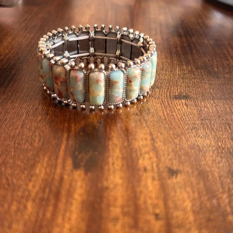 Western Ocean Jasper Rectangle Stretch Bracelet