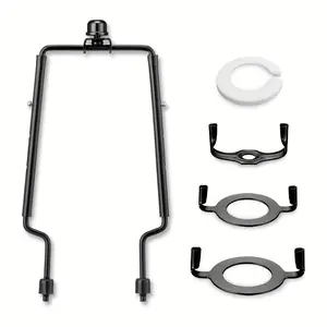 Adjustable Lamp Shade Harp Set for Lamps Measuring 7 to 10 Inches - Comes with a Frame, Finials, Standard Saddle, And E14/E26/E27 Adapter - Color: Black
