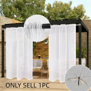 1pc Outdoor Courtyard Sheer Curtain, Living Room Rod Pocket Sheer Curtain, Wedding Decoration, Transparent Privacy Curtain for Balcony, Porch, Yard