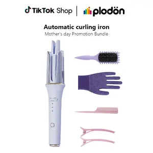 Plodon-Effortless Automatic Hair Curler Lazy Girl Aesthetic Ceramic Wand with 30s Fast Heat Anti-Tangle Tech 3 Temp Levels for Salon Waves at Home Pink Portable Styling Tool for Frizz-Free High-Volume Curls TikTok Viral Beauty Essential