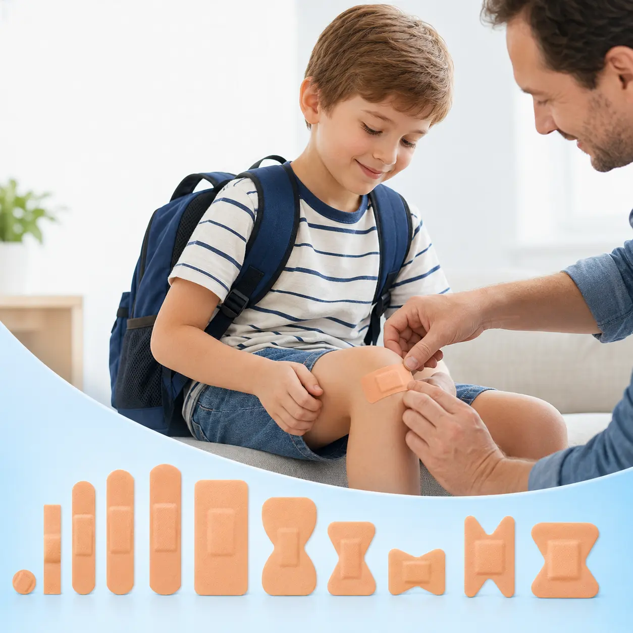 80 - Pack PE Flexible Adhesive Bandages, All - in - One Waterproof and Superbly Breathable Bandages with Cushioned Pad for Wound Care, Variety Pack with Finger & Knuckle Bandages
