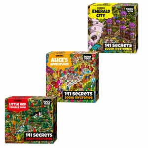 QUOKKA Bundle Set 3x1000 Piece Puzzle for Adults with Hidden Secrets & Mystery Tasks - Classic Tales Reimagined (Emerald City, Alice, Red Riding Hood)
