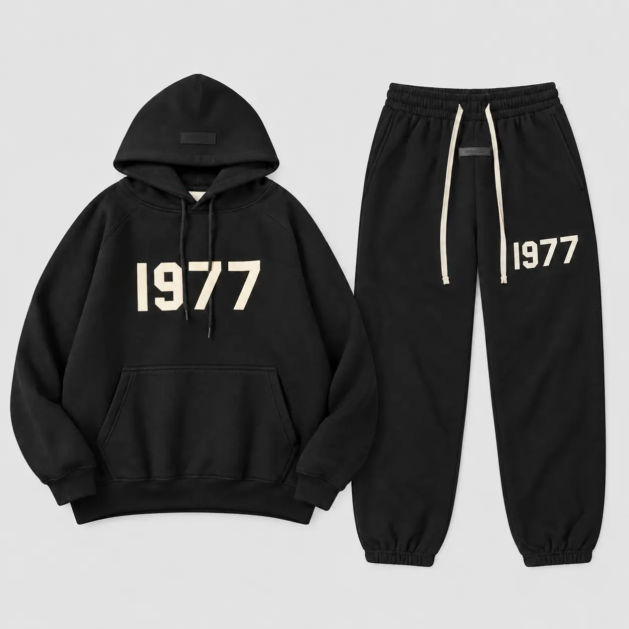1977 Graphic Hoodie & Sweatpants Set Unisex, 80% Cotton Vintage Pullover Hoodie Jogger Pants, Relaxed Streetwear Outfit