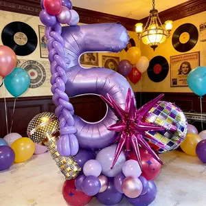 Number Aluminum Foil Balloons 1-9, Birthday Party Decorations, Gold Microphone Theme, Kids Photography Backdrop, Essential for Birthdays