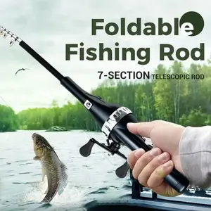 Foldable Fishing Rod 7-Section Telescopic Rod for Easy Storage and Portability Ideal for Anglers Lightweight & Durable